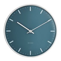 Arne Jacobsen City Hall Wall Clock, Large, Blue, Ø: 11.4” By Arne Jacobsen