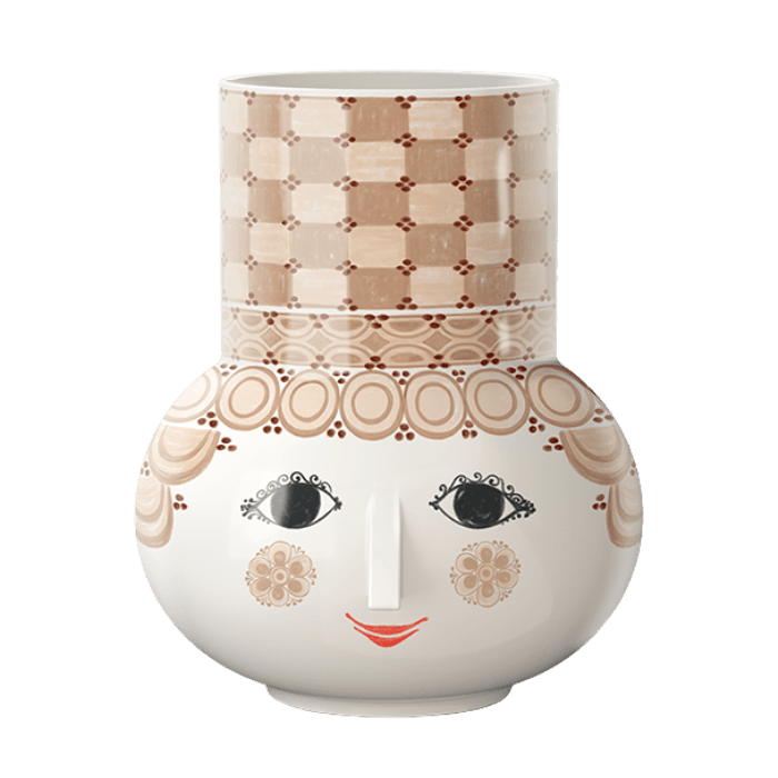 Bjørn Wiinblad Olga Vase, Sand, H: 13.8" By Bjorn Wiinblad