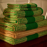 JUNA Check Towels, Green/Sand By JUNA