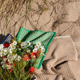 JUNA Check Towels, Green/Sand Bath Sheet By JUNA