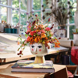 Bjørn Wiinblad Eva Flower Pot on Base, Pink/Yellow, H: 5.8" By Bjorn Wiinblad