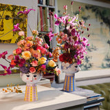 Bjørn Wiinblad Eva Vase, Lavender/Yellow, H: 5.9" By Bjorn Wiinblad