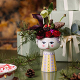 Bjørn Wiinblad Eva Vase, Lavender/Yellow, H: 5.9" By Bjorn Wiinblad