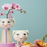 Bjørn Wiinblad Eva Vase, Pink/Blue, H: 9.3" By Bjorn Wiinblad