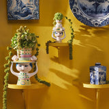 Bjørn Wiinblad Lady with Hat Vase, Green, H: 9.6" By Bjorn Wiinblad