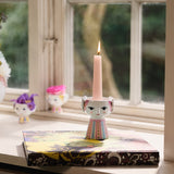 Bjørn Wiinblad Eva Candleholder, Pink, H: 3.7" By Bjorn Wiinblad