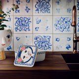 Bjørn Wiinblad Dora Bonbonniere, Blue, H: 3.1" By Bjorn Wiinblad