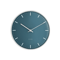 Arne Jacobsen City Hall Wall Clock, Medium, Blue, Ø: 8.3” By Arne Jacobsen
