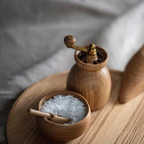 Kay Bojesen Menageri Salt Cellar With Spoon, Oak, H: 1.6" By Kay Bojesen