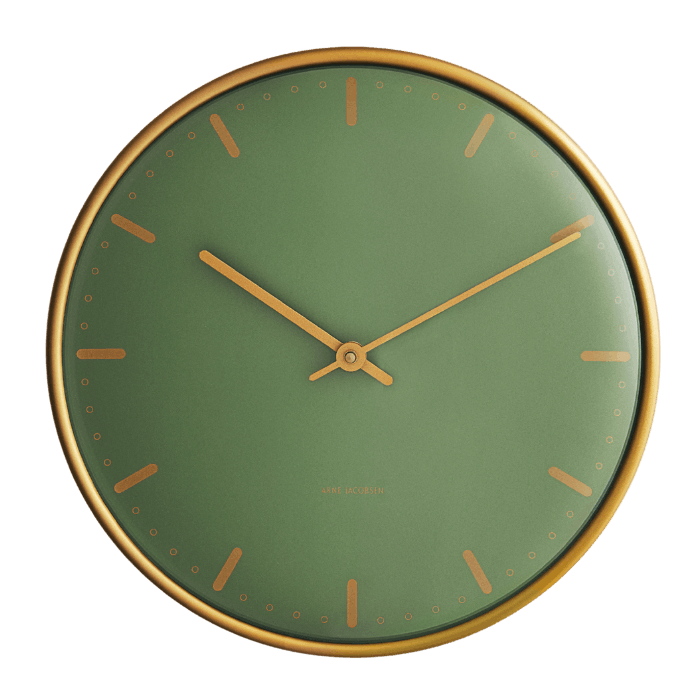 Arne Jacobsen City Hall Wall Clock, Large, Green, Ø: 11.4” By Arne Jacobsen