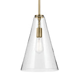 Everly Cone Pendant Natural Brass 10.25 Inch