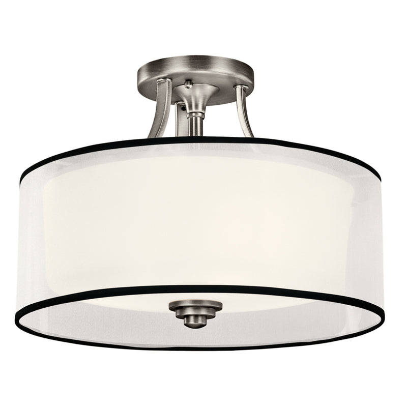 Lacey Ceiling Drum Semi Flush Light Antique Pewter 15 Inch