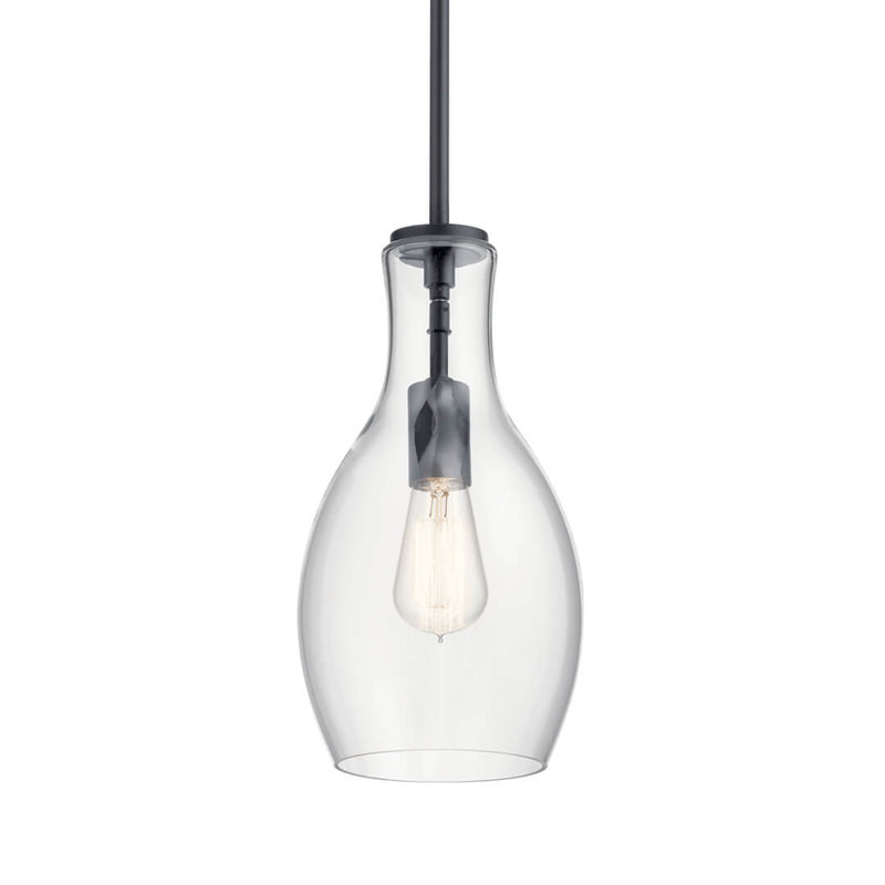 Everly Hour Glass Pendant Black 7 Inch