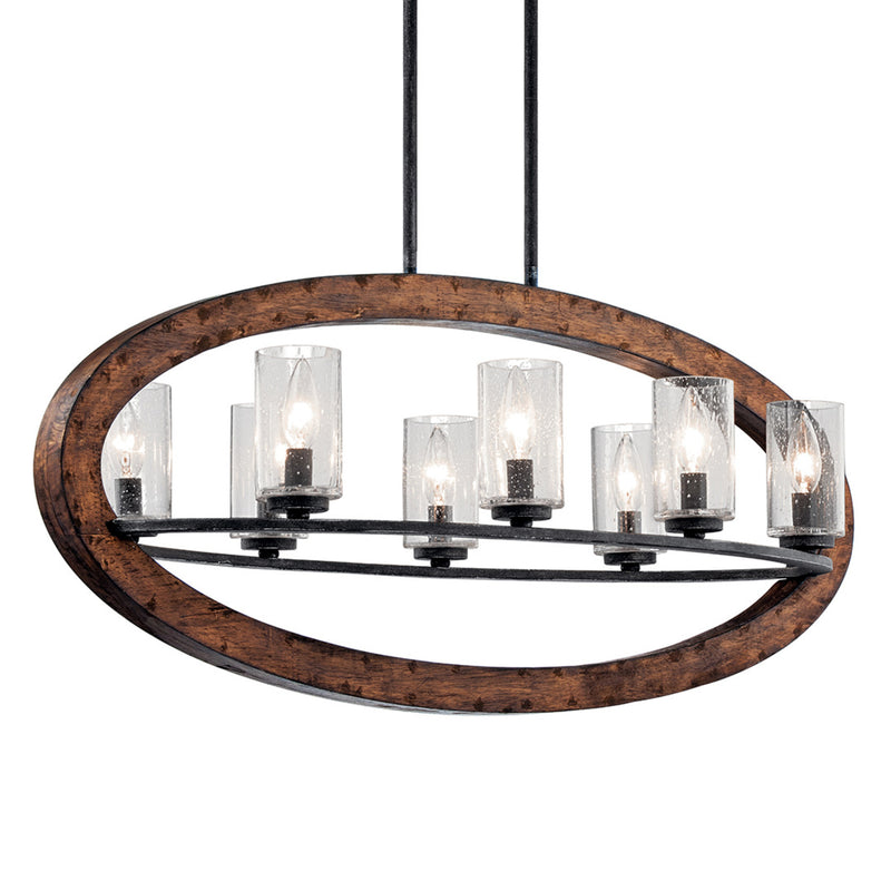 Grand Bank Oval Linear Chandelier Auburn Stained Finish