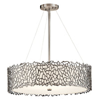Silver Coral Drum Round Chandelier Classic Pewter