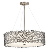 Silver Coral Drum Round Chandelier Classic Pewter