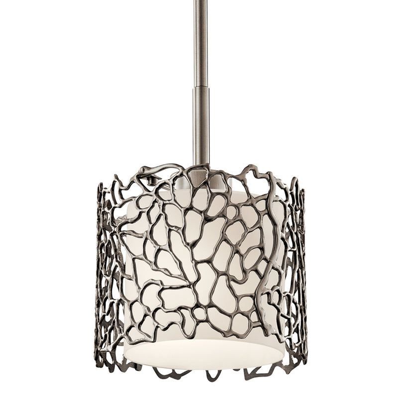 Silver Coral Drum Mini Pendant Classic Pewter