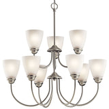 Jolie Bell Chandelier Brushed Nickel 9 Light