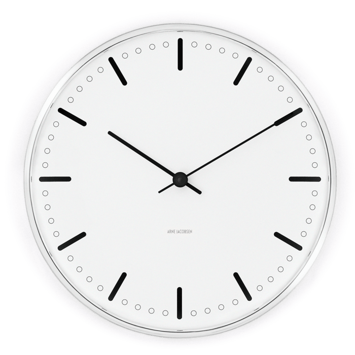 Arne Jacobsen City Hall Wall Clock, Large, Ø: 11.4" By Arne Jacobsen