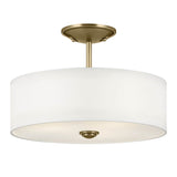 Shailene Ceiling Drum Light Natural Brass 14 Inch