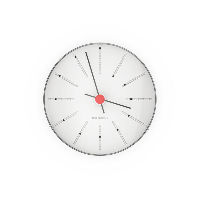 Arne Jacobsen Bankers Wall Clock, White, Extra Small, Ø: 4.7" By Arne Jacobsen