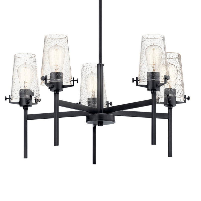 Alton 1 Tier Chandelier Black 5 Light