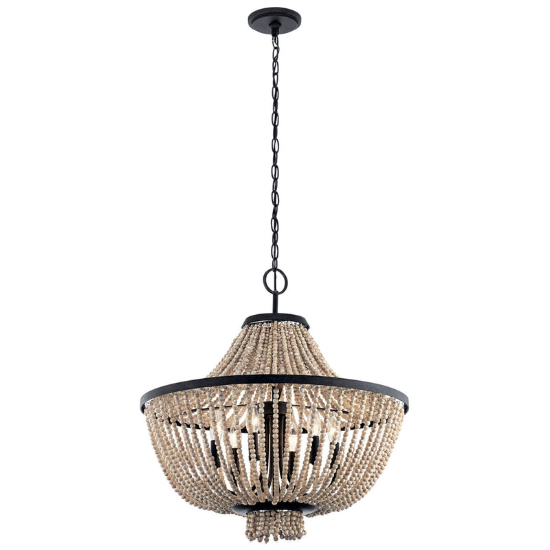 Brisbane 1 Tier Chandelier Distressed Black 6 Light