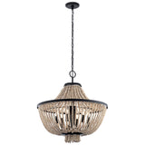 Brisbane Chandelier Distressed Black 6 Light
