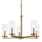 Crosby Chandelier Natural Brass 5 Light