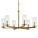 Crosby Chandelier Natural Brass 6 Light