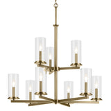 Crosby Chandelier Natural Brass 9 Light