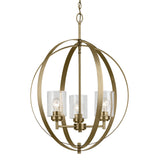 Winslow 1 Tier Chandelier Natural Brass 3 Light