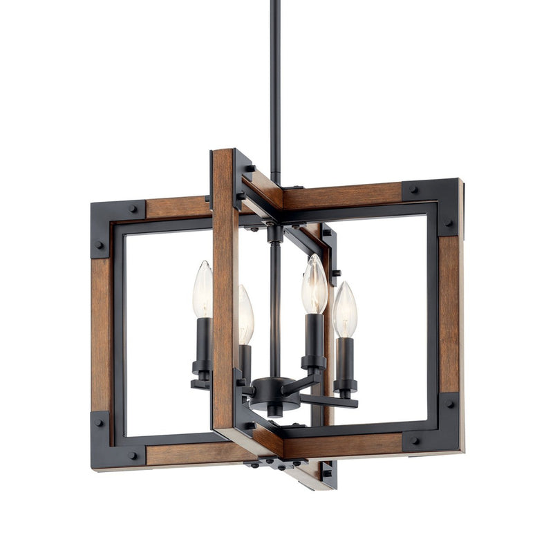 Marimount Semi Flush Chandelier Auburn Stained Finish