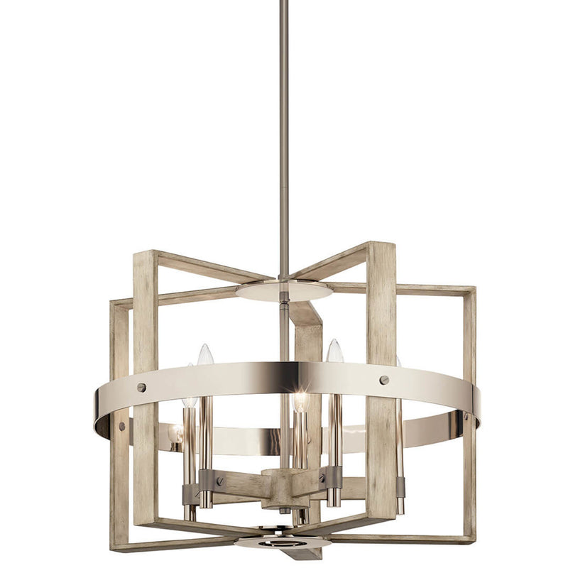 Peyton Chandelier White Washed Wood