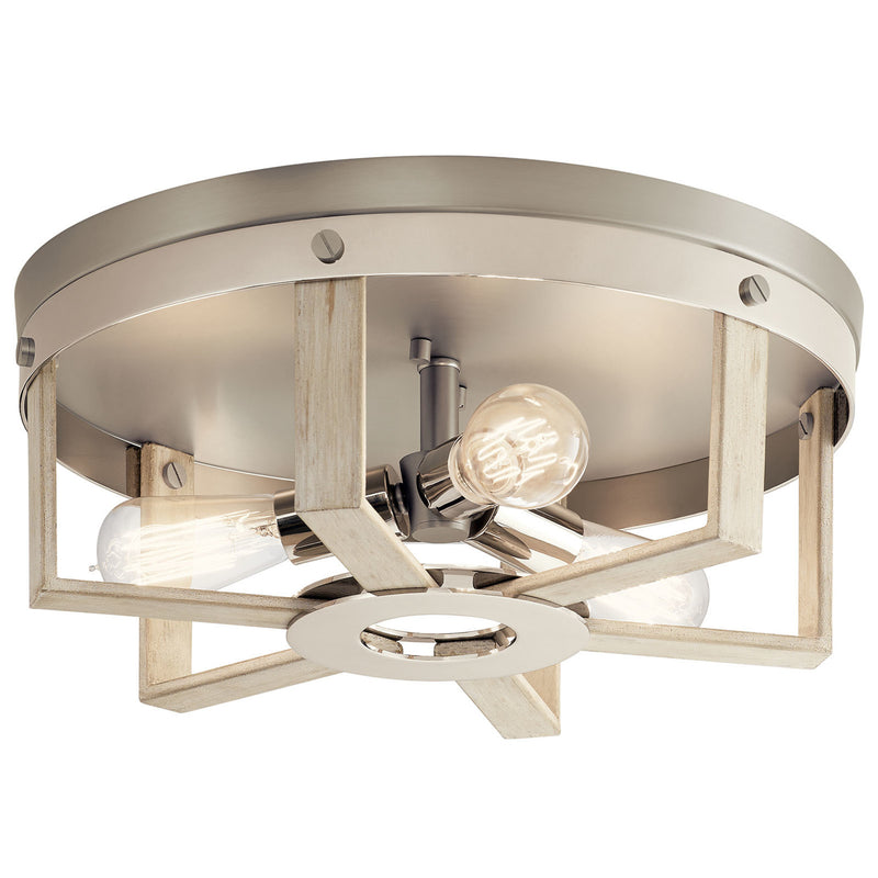 Peyton Ceiling Flush Light White Washed Wood