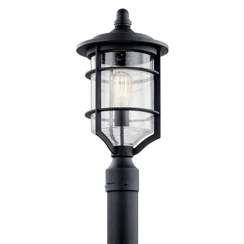 Royal Marine Outdoor Post Lantern Light Distressed Black