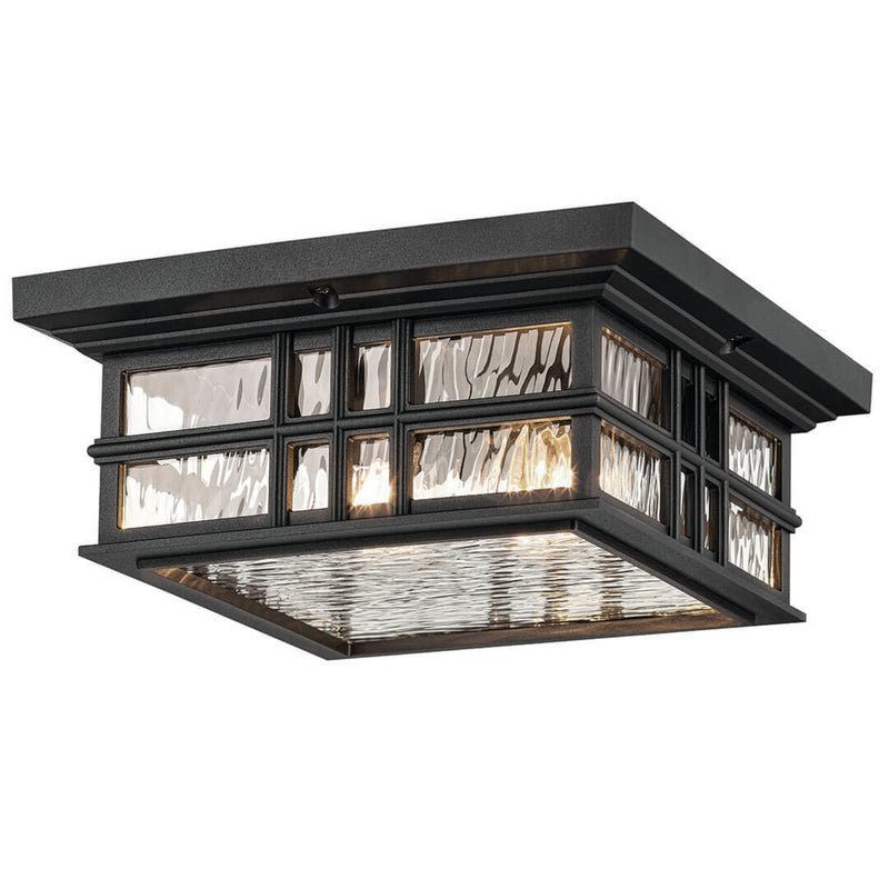 Beacon Square Outdoor Ceiling Square Semi Flush Light Textured Black