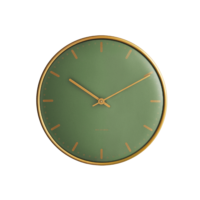 Arne Jacobsen City Hall Wall Clock, Medium, Green, Ø: 8.3” By Arne Jacobsen