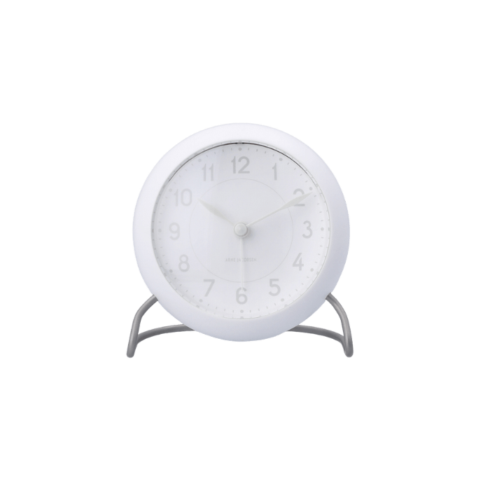Arne Jacobsen Station Table Clock, White, H: 4.7" By Arne Jacobsen