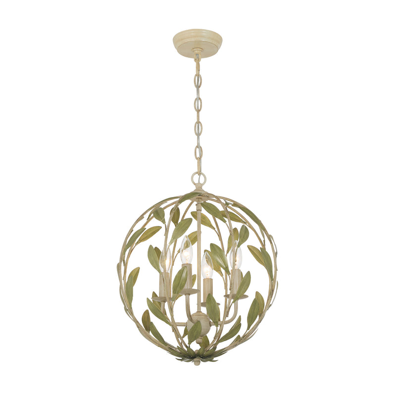 Broche 16'' Champagne Green Tea Chandelier by Crystorama