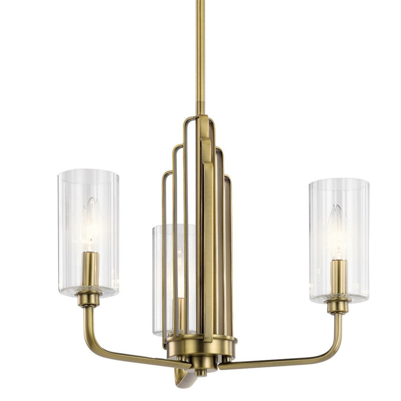 Kimrose Chandelier Brushed Natural Brass 3 Light