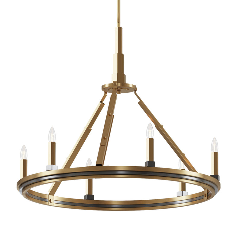 Emmala 1 Tier Chandelier Brushed Natural Brass 6 Light