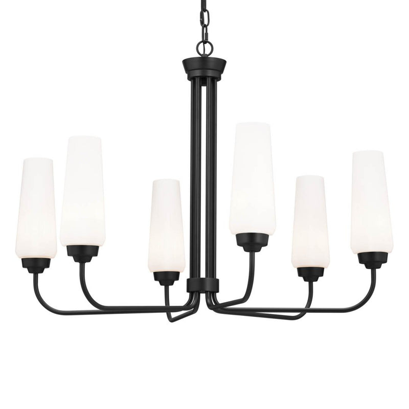 Truby 1 Tier Chandelier Black 6 Light