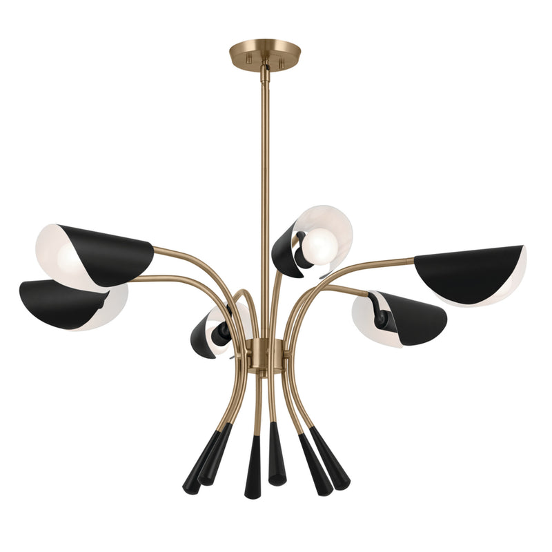 Arcus Chandelier Champagne Bronze & Black 6 Light