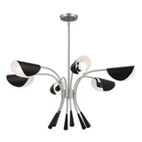 Arcus Chandelier Satin Nickel & Black 6 Light