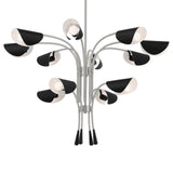 Arcus Chandelier Satin Nickel & Black 12 Light