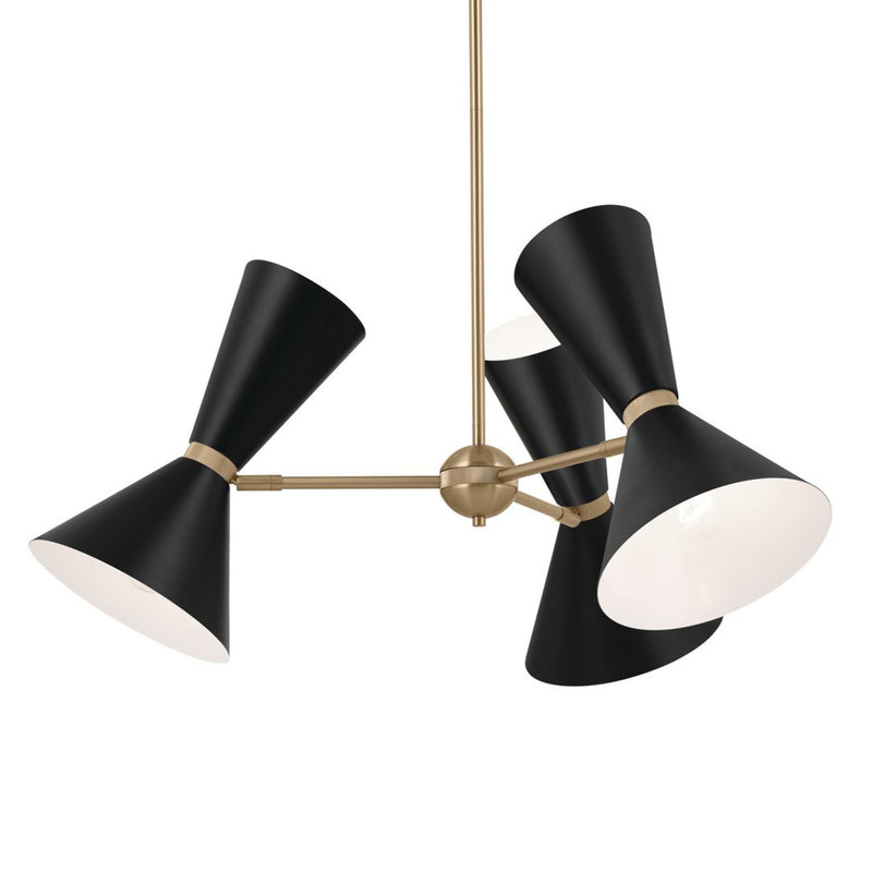Phix Cone Chandelier Champagne Bronze & Black 6 Light