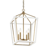 Delvin Foyer Pendant Champagne Bronze & White 16 Inch