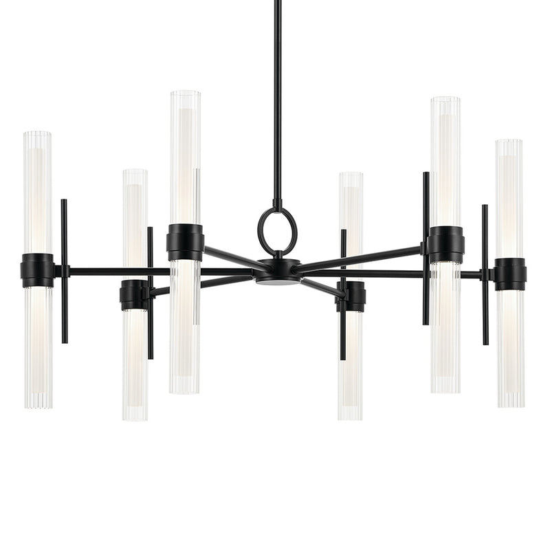 Riven Cylinder 1 Tier Chandelier Black