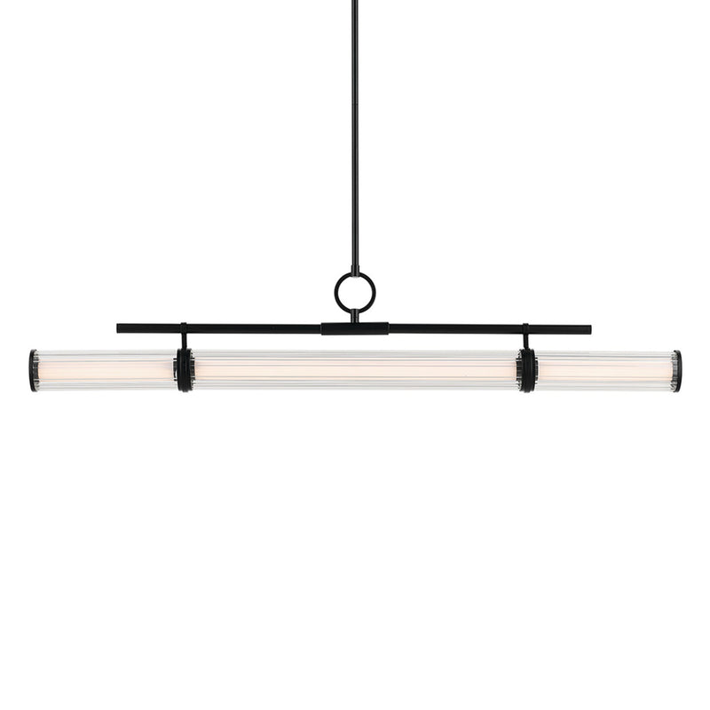Riven Cylinder Linear Chandelier Black 48.25 Inch